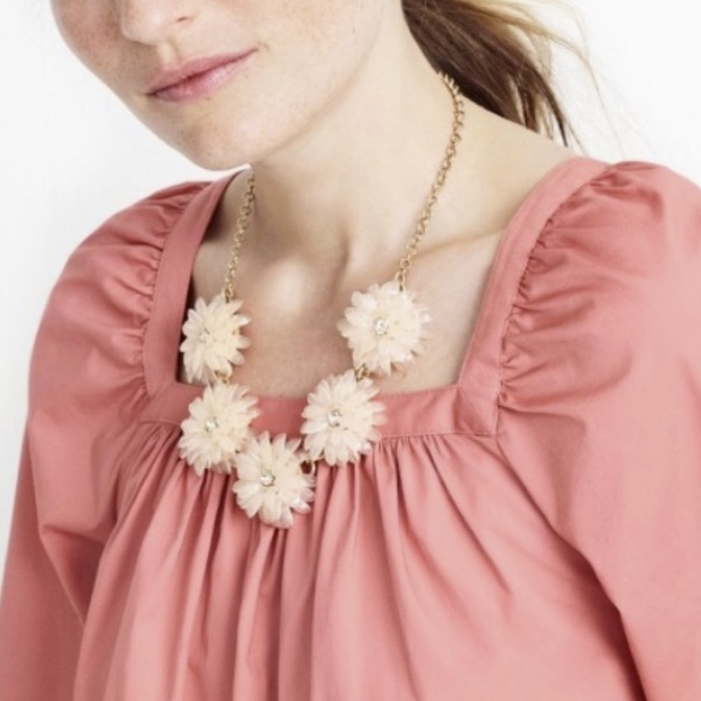J.Crew Dahlia Burst Necklace Flower Blush Pink
